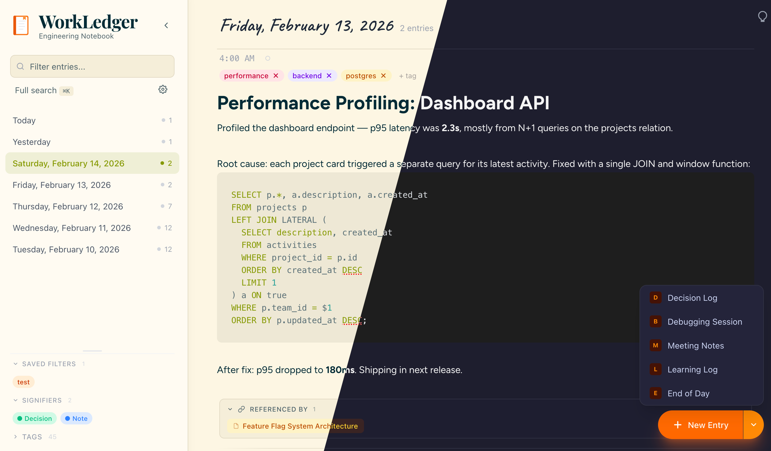 WorkLedger application screenshot